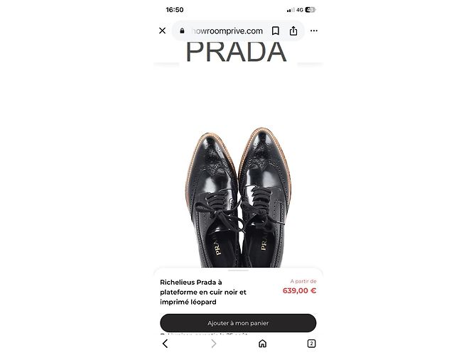 Prada Scarpe Richelieu con plateau in pelle nera e stampa leopardata Nero Stampa leopardo - vista 4