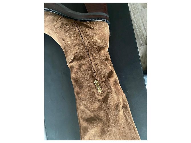Autre Marque Stivali alti in camoscio marrone - vista 4