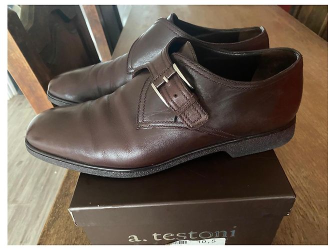 Scarpe monk strap in pelle marrone A. Testoni - vista 10