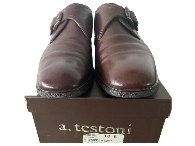 Scarpe monk strap in pelle marrone A. Testoni - vista 2