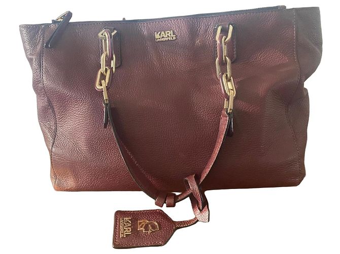 Borsa Karl Lagerfeld in pelle bordeaux Bordò - vista 2