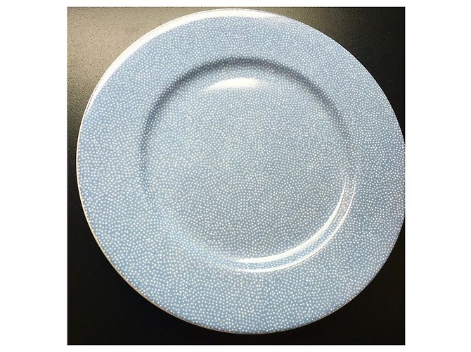 8 Plates 17 cm porcelain Calvin Klein Home - Blue Stencil Model - New White - view 2