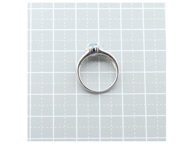 Autre Marque Pt900 Ring mit Aquamarin und Diamant Blau - Ansicht 6