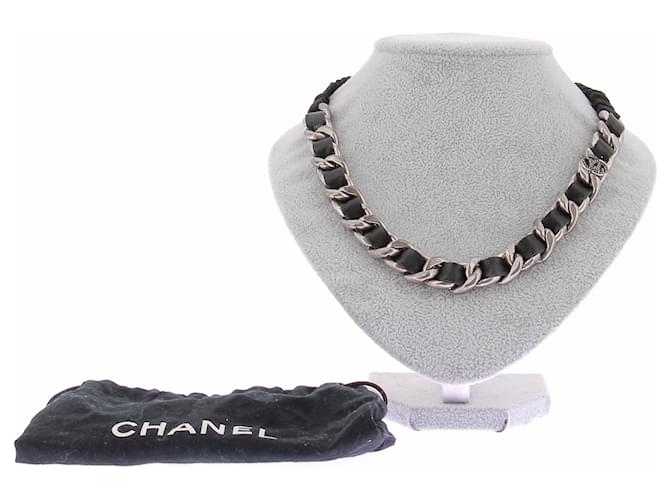 Chanel Collana in argento e pelle Nero - vista 6