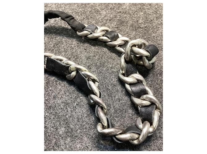 Chanel Collana in argento e pelle Nero - vista 7