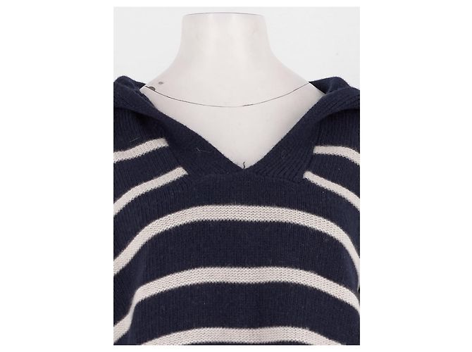 Autre Marque Braided Wollpullover marineblau - Ansicht 2
