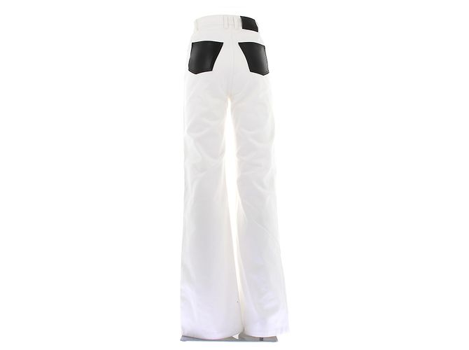 Paco Rabanne White Cotton Jeans with Leather Panels - view 2
