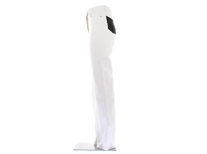 Paco Rabanne White Cotton Jeans with Leather Panels - view 4