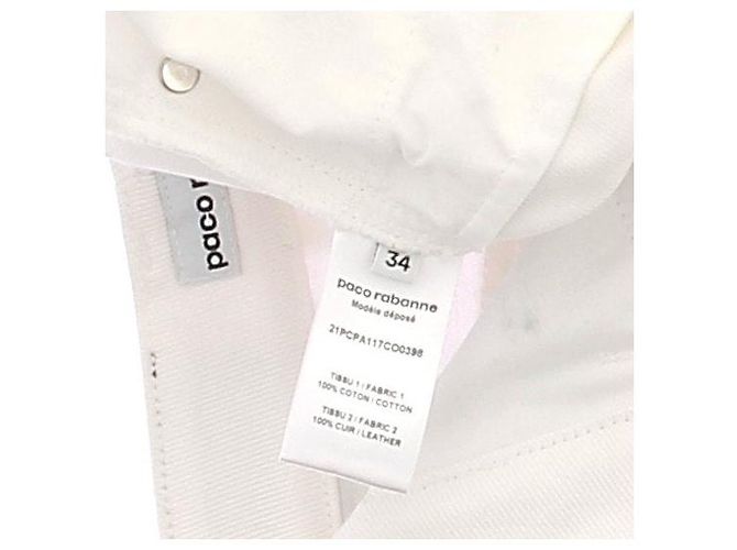 Paco Rabanne White Cotton Jeans with Leather Panels - view 6