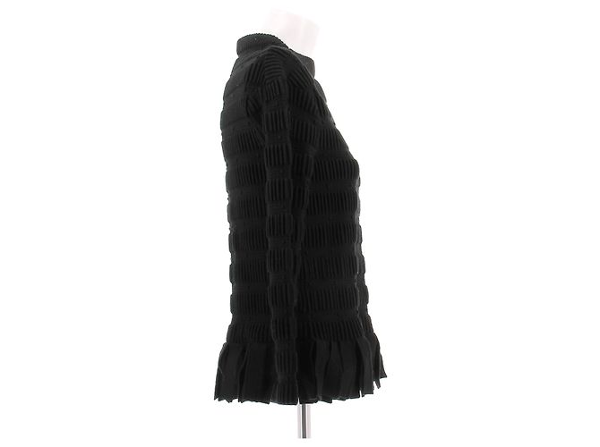 Alaïa Top de lana negro con flecos - vista 3