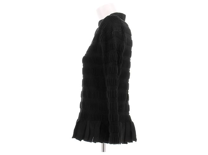 Alaïa Top de lana negro con flecos - vista 4