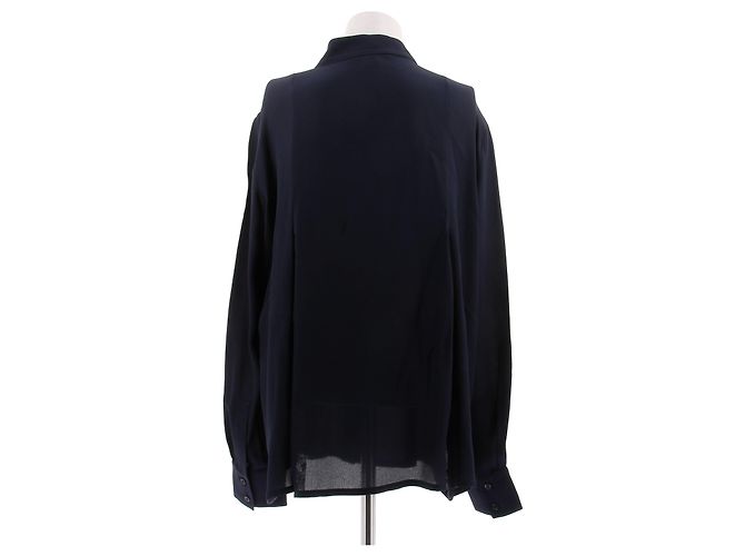 Louis Vuitton Camicia blu navy in seta e pizzo - vista 2