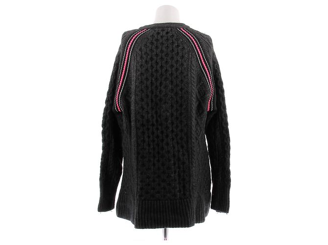T By Alexander Wang Pull torsadé gris et rose - vue 2