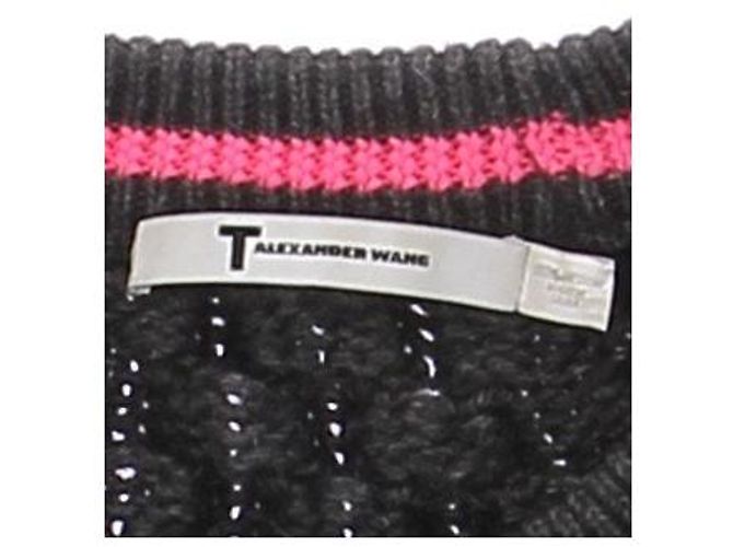 T By Alexander Wang Pull torsadé gris et rose - vue 6
