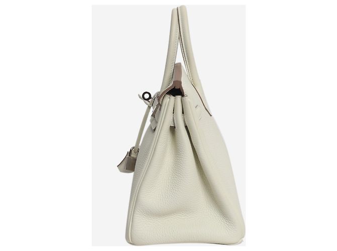 Hermès Borsa Birkin 25 in Togo bianca con hardware in palladio Bianco - vista 2