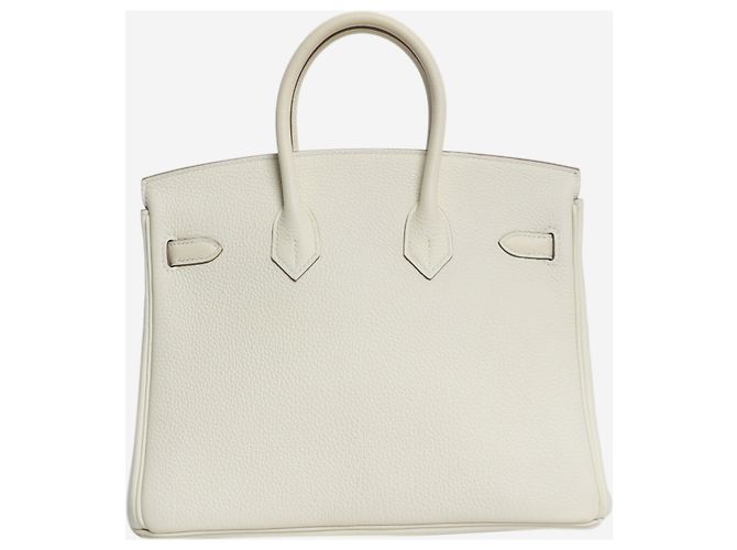 Hermès Borsa Birkin 25 in Togo bianca con hardware in palladio Bianco - vista 3