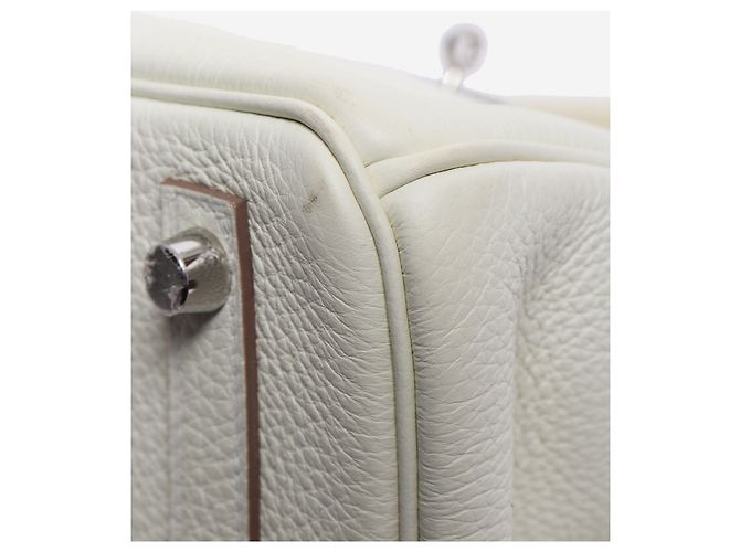 Hermès Borsa Birkin 25 in Togo bianca con hardware in palladio Bianco - vista 4