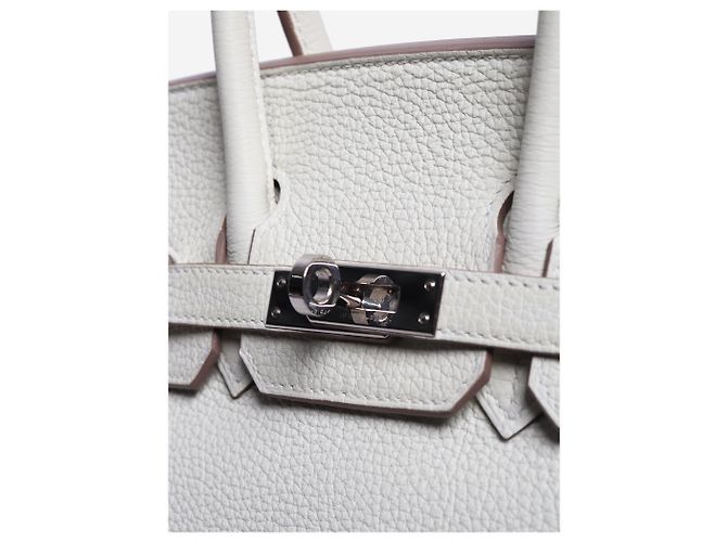 Hermès Borsa Birkin 25 in Togo bianca con hardware in palladio Bianco - vista 5