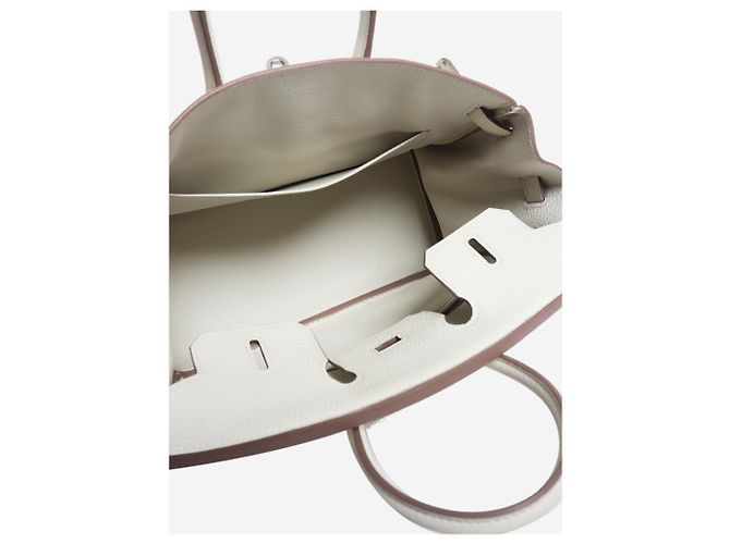 Hermès Borsa Birkin 25 in Togo bianca con hardware in palladio Bianco - vista 8