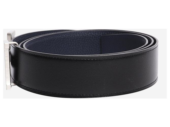 Hermès Black and navy reversible leather H belt - view 2