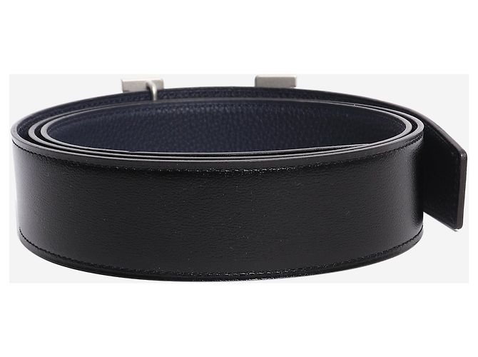 Hermès Black and navy reversible leather H belt - view 3