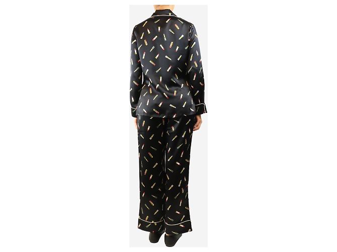 Autre Marque Seidenpyjama mit schwarzem Lippenstift-Print - Größe S - Ansicht 2