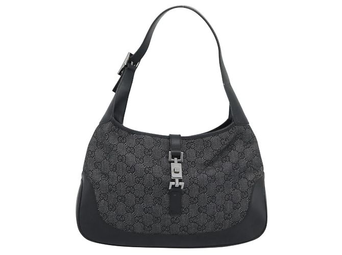 GUCCI GG Canvas Jackie Shoulder Bag Black Silver 00963 - vista 2