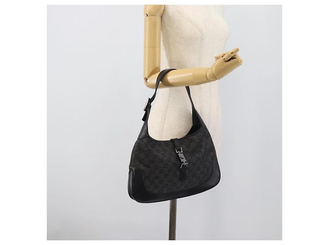 GUCCI GG Canvas Jackie Shoulder Bag Black Silver 00963 - vista 21