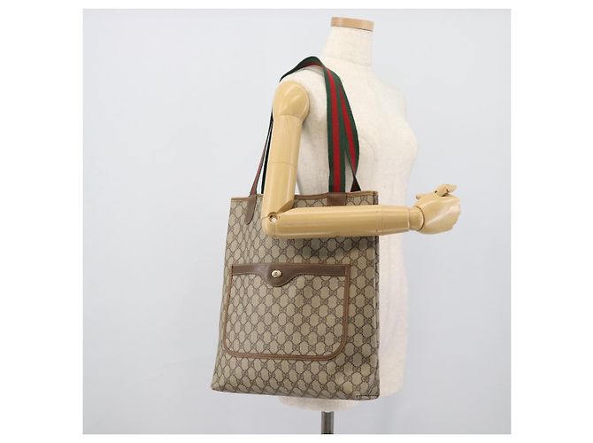 GUCCI GG Supreme Tote Bag PVC Leather Beige - vista 21