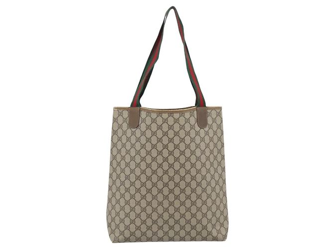 GUCCI GG Supreme Tote Bag PVC Leather Beige - vista 3