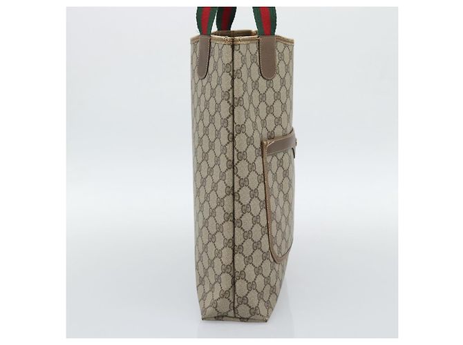GUCCI GG Supreme Tote Bag PVC Leather Beige - vista 4
