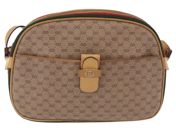 GUCCI Micro GG Shoulder Bag PVC Leather Beige Gold Tone - vista 2