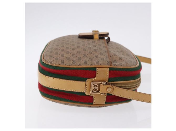 GUCCI Micro GG Shoulder Bag PVC Leather Beige Gold Tone - vista 4