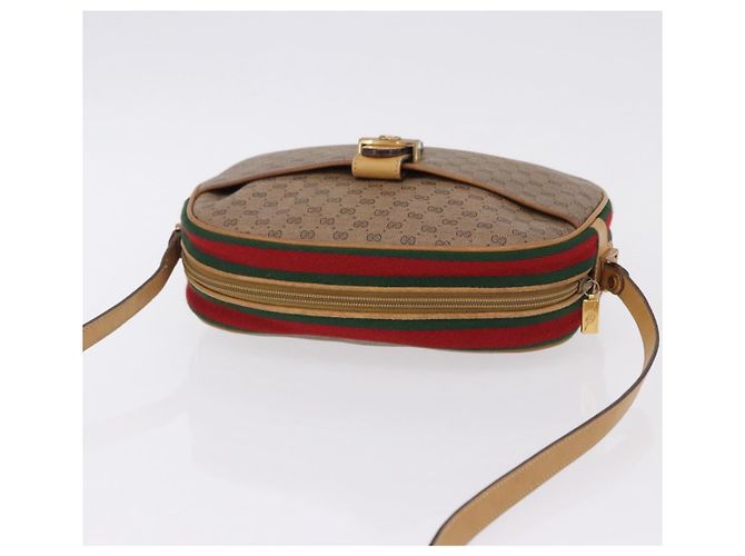 GUCCI Micro GG Shoulder Bag PVC Leather Beige Gold Tone - vista 6