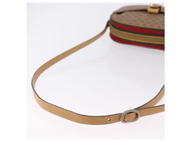 GUCCI Micro GG Shoulder Bag PVC Leather Beige Gold Tone - vista 7