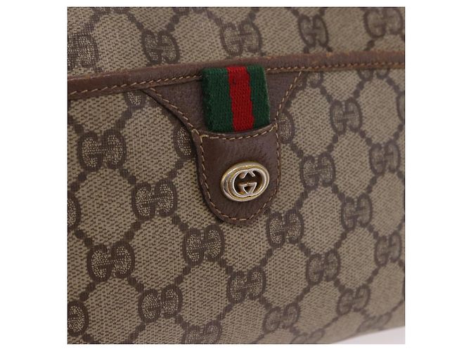 GUCCI GG Supreme Web Sherry Line Bag PVC Beige Gold 116 02 089 - vista 14
