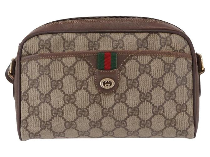 GUCCI GG Supreme Web Sherry Line Bag PVC Beige Gold 116 02 089 - vista 2