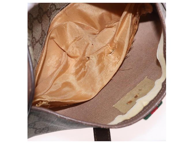 GUCCI GG Supreme Web Sherry Line Bag PVC Beige Gold 116 02 089 - vista 20