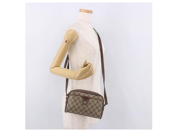 GUCCI GG Supreme Web Sherry Line Bag PVC Beige Gold 116 02 089 - vista 23