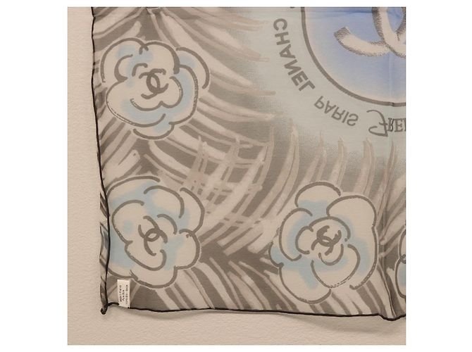 CHANEL Scarf Silk Gray CC - vista 10
