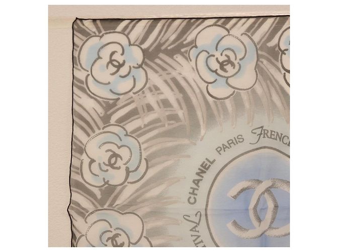 CHANEL Scarf Silk Gray CC - vista 2