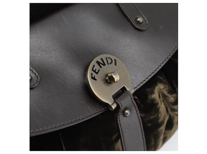 FENDI Hand Bag Velor Brown Gold - vista 19