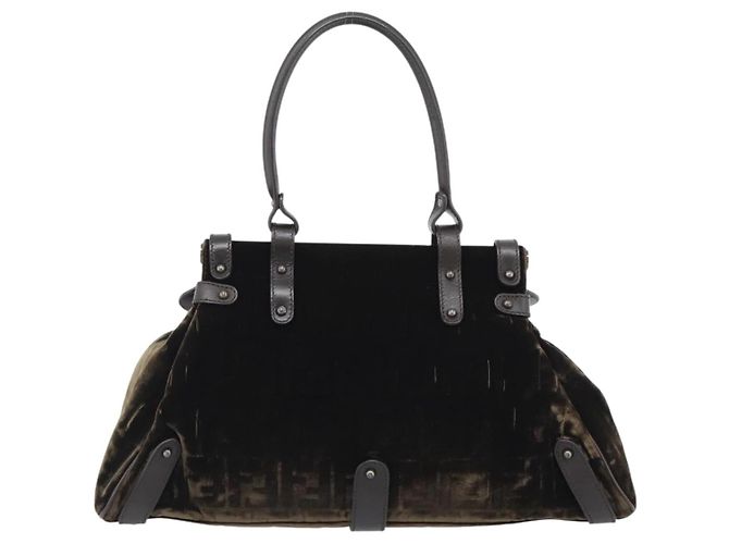 FENDI Hand Bag Velor Brown Gold - vista 2