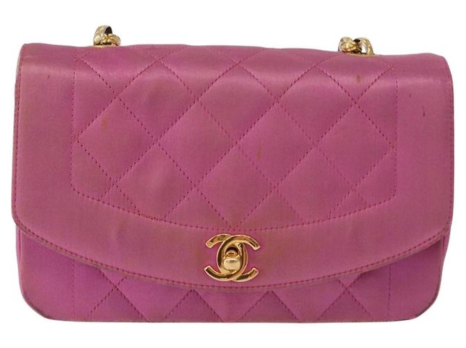 CHANEL Matelasse Chain Shoulder Bag Satin Pink Gold CC - vista 13