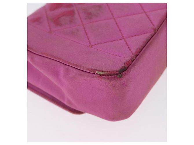 CHANEL Matelasse Chain Shoulder Bag Satin Pink Gold CC - vista 16