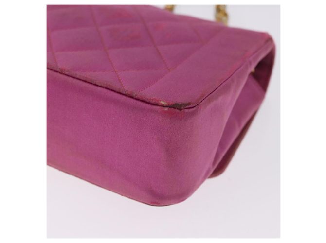 CHANEL Matelasse Chain Shoulder Bag Satin Pink Gold CC - vista 17