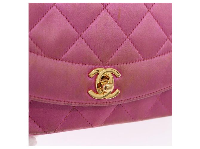 CHANEL Matelasse Chain Shoulder Bag Satin Pink Gold CC - vista 18