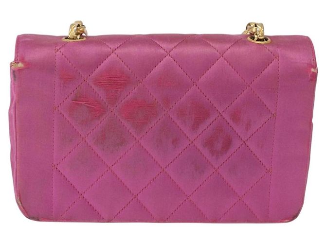 CHANEL Matelasse Chain Shoulder Bag Satin Pink Gold CC - vista 2