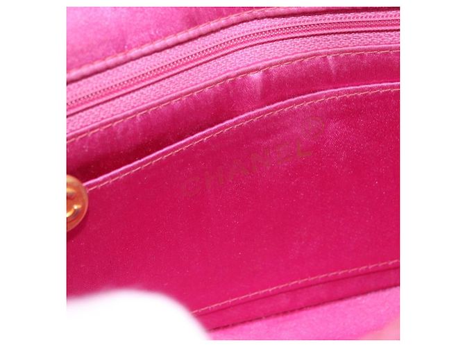 CHANEL Matelasse Chain Shoulder Bag Satin Pink Gold CC - vista 21