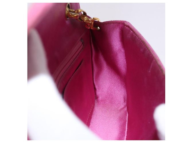 CHANEL Matelasse Chain Shoulder Bag Satin Pink Gold CC - vista 22